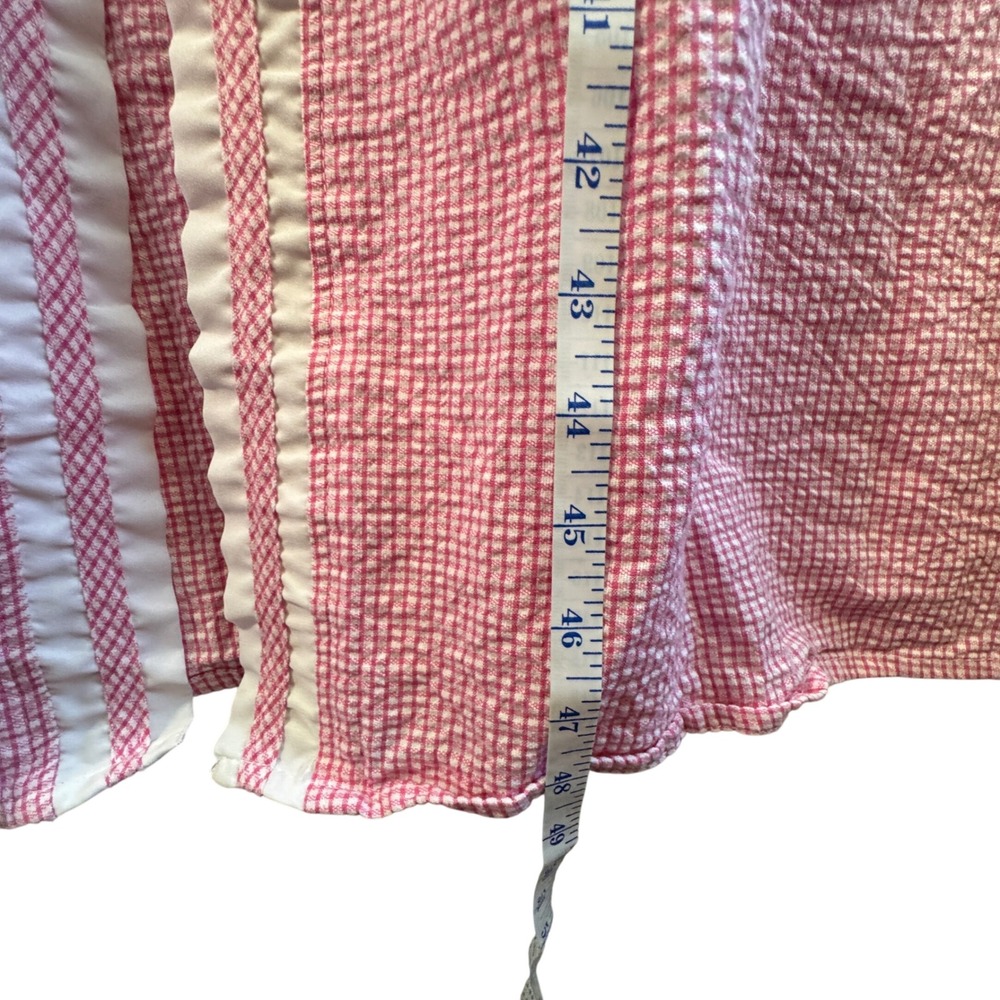 Country Store Pink Gingham Seersucker Robe Housecoat Cotton Zip Front 2X Plus - Picture 6 of 7